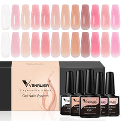 Venalisa 3-in-1 rubber base gel bottle for smooth foundation and color application.