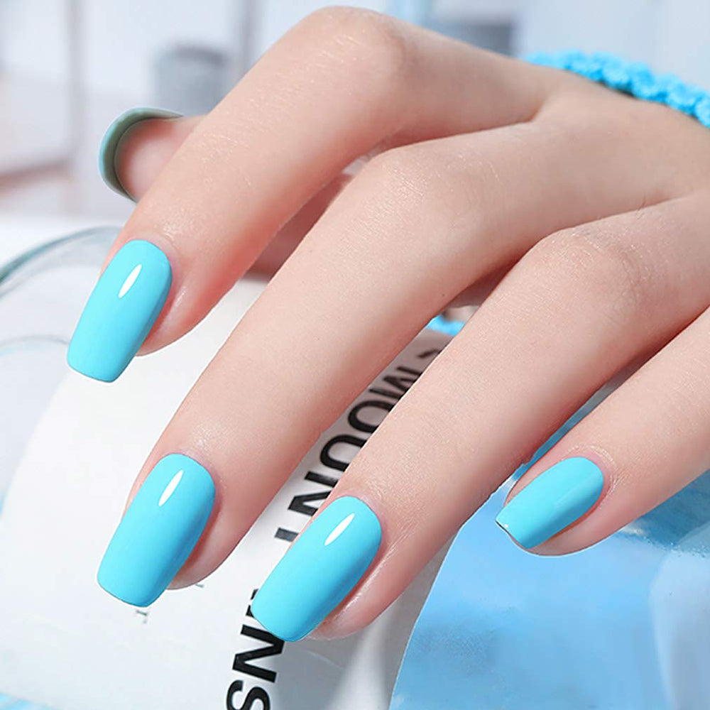 V VENALISA blue gel polish brush applying even color at home
