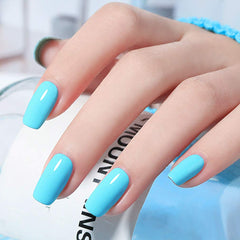V VENALISA blue gel polish brush applying even color at home