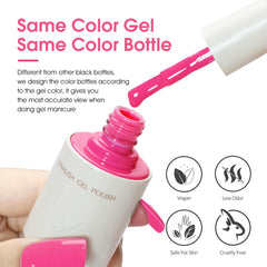 Color swatch of VENALISA Bright Pink Gel Nail Polish on nail