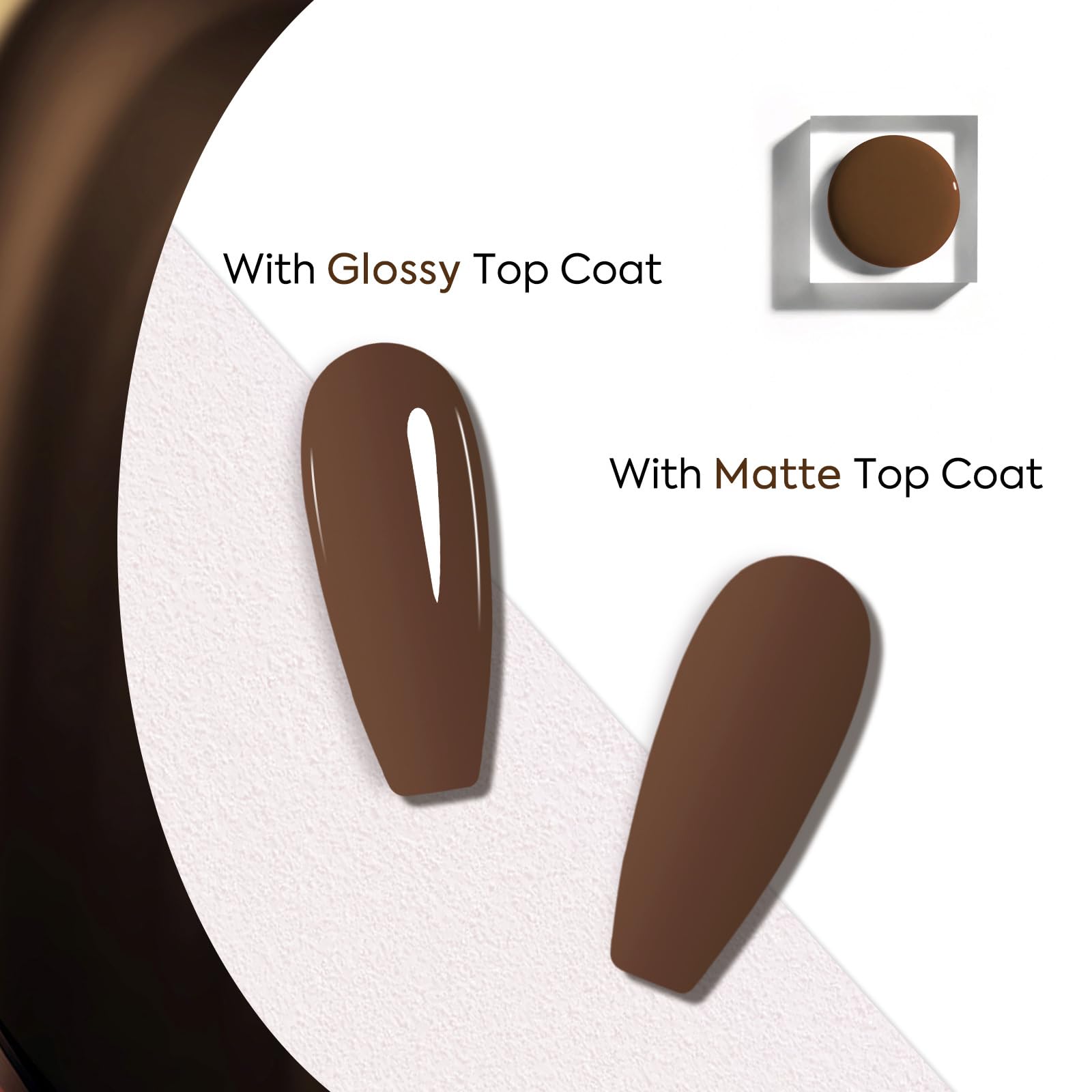 VENALISA brown gel nail polish on nail with high-gloss shine