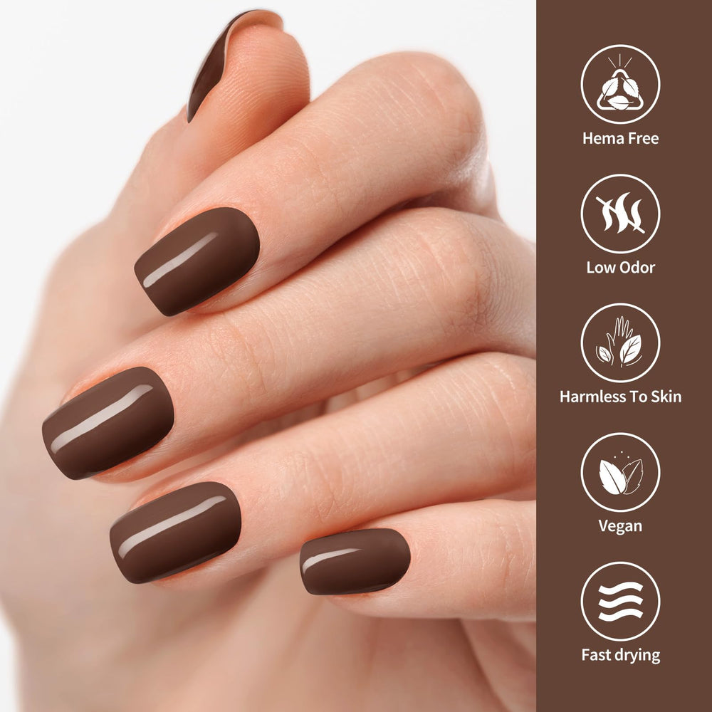 VENALISA brown gel nail polish on nail with glossy finish