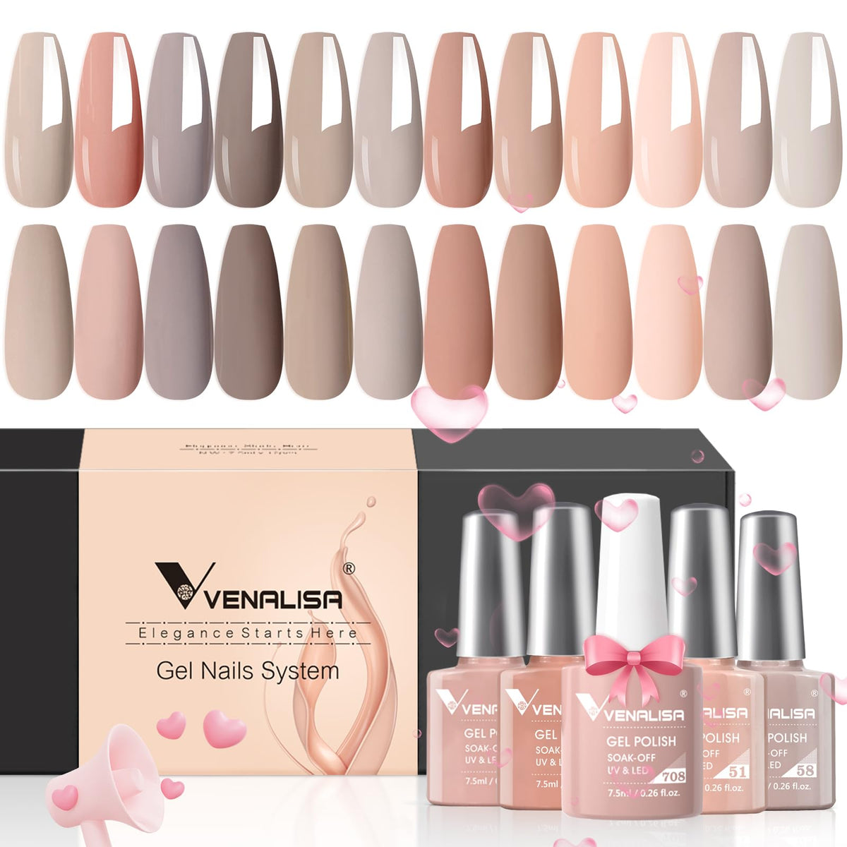 VENALISA gel polish bottle design shows accurate color view for home nails