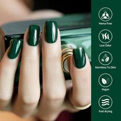 Base coat application with Venalisa green gel nail polish