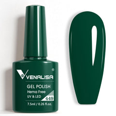 Venalisa Green Gel Nail Polish emerald dark green bottle showing shade for quick color check