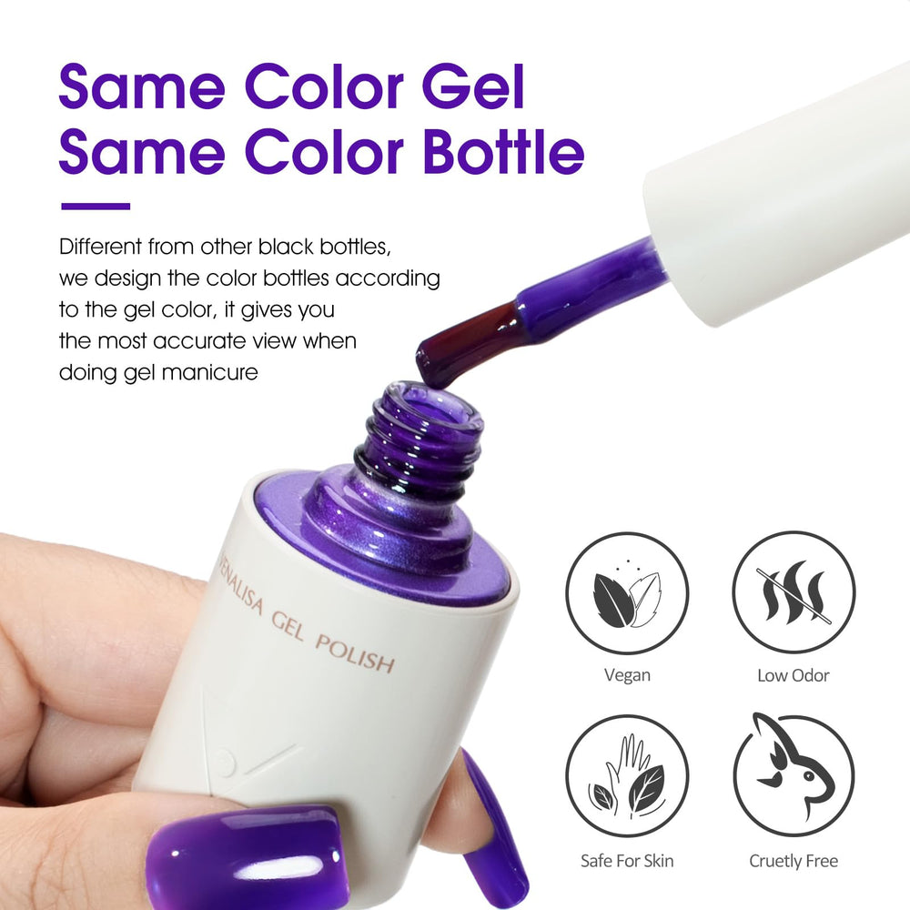 VENALISA jelly purple gel polish swatches reveal a buildable jelly finish for layered color