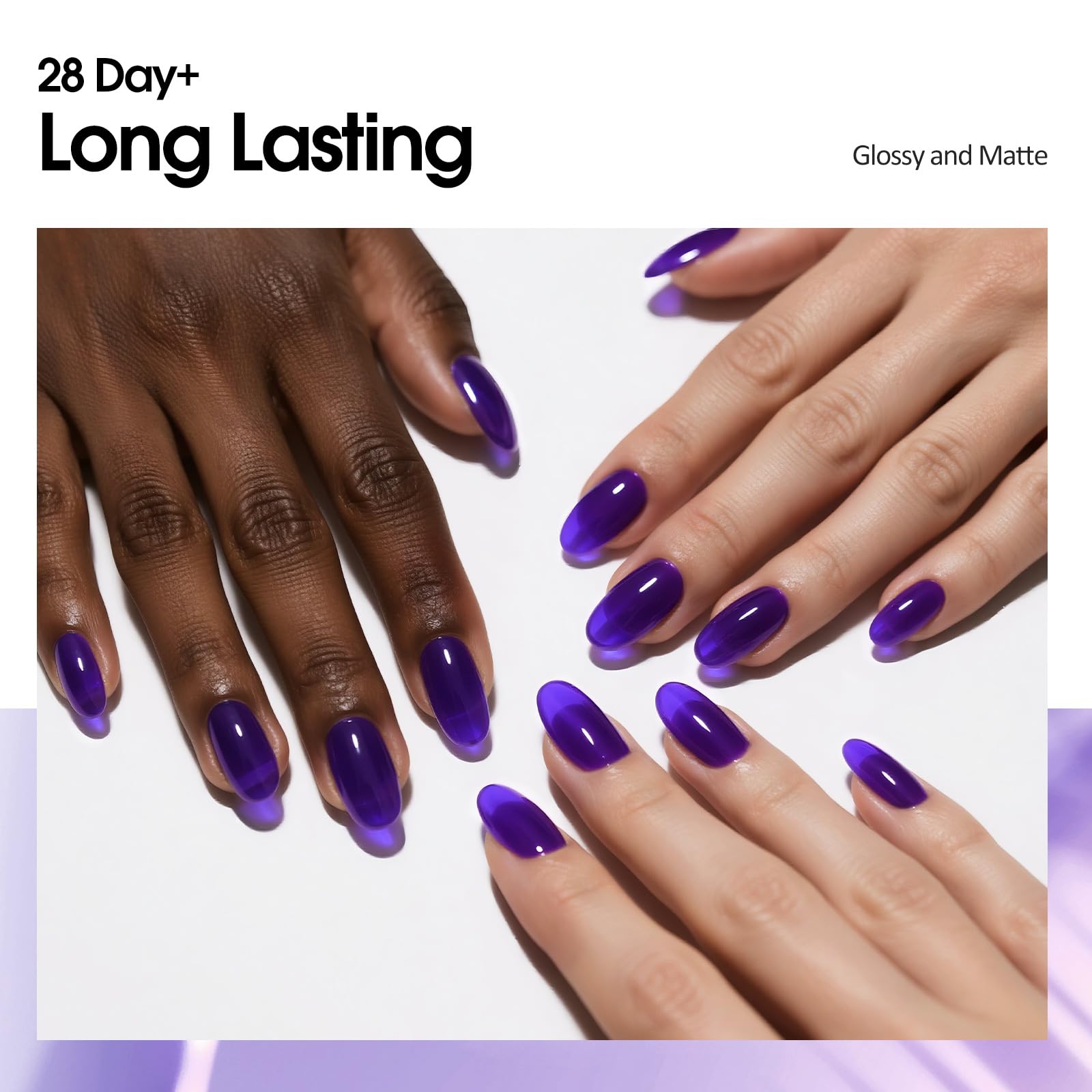 VENALISA jelly purple gel polish under UV/LED light shows quick cure potential