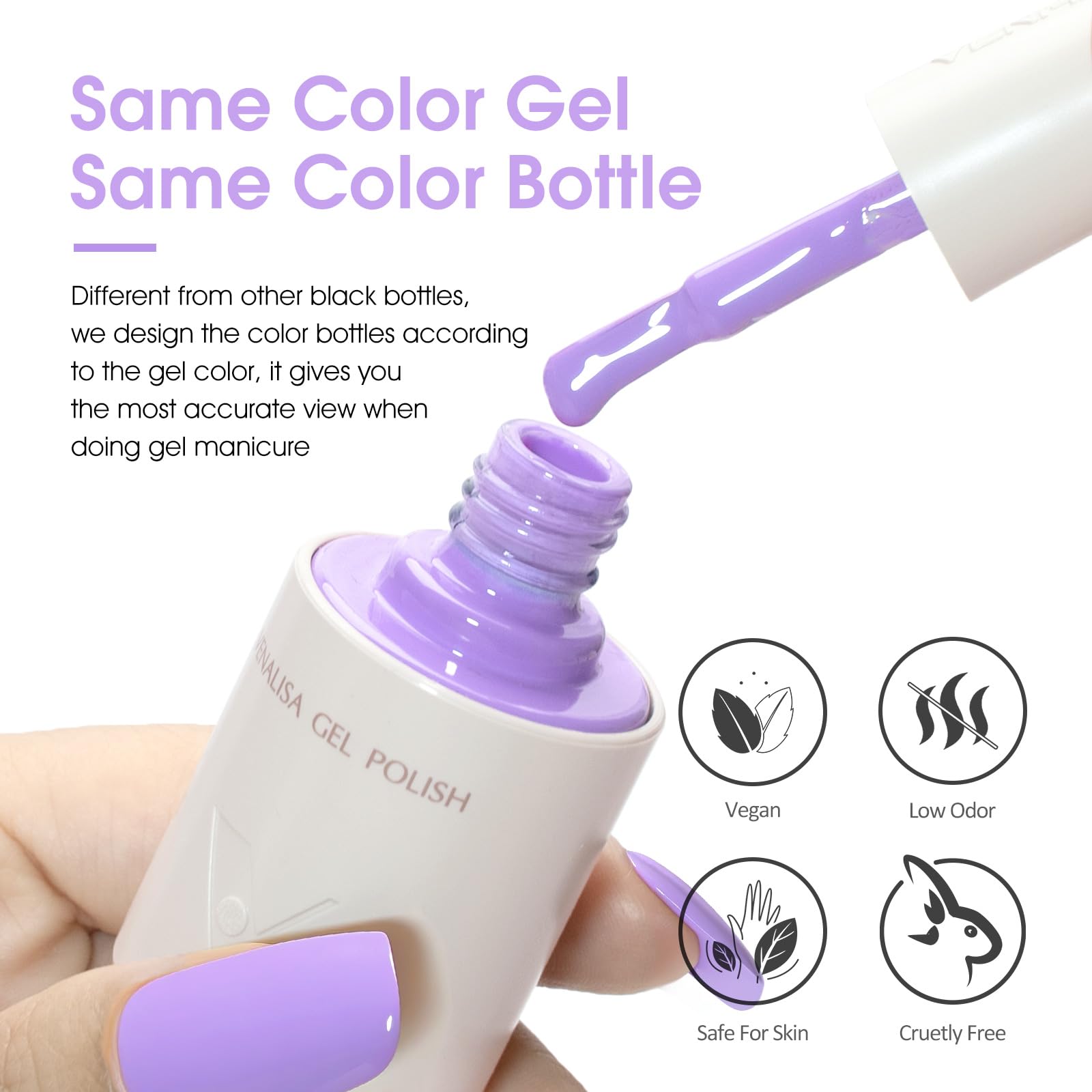 V VENALISA Lavender gel polish curing under UV/LED lamp for quick-dry finish.