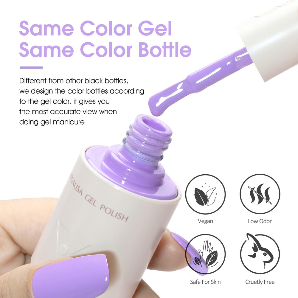 V VENALISA Lavender gel polish curing under UV/LED lamp for quick-dry finish.