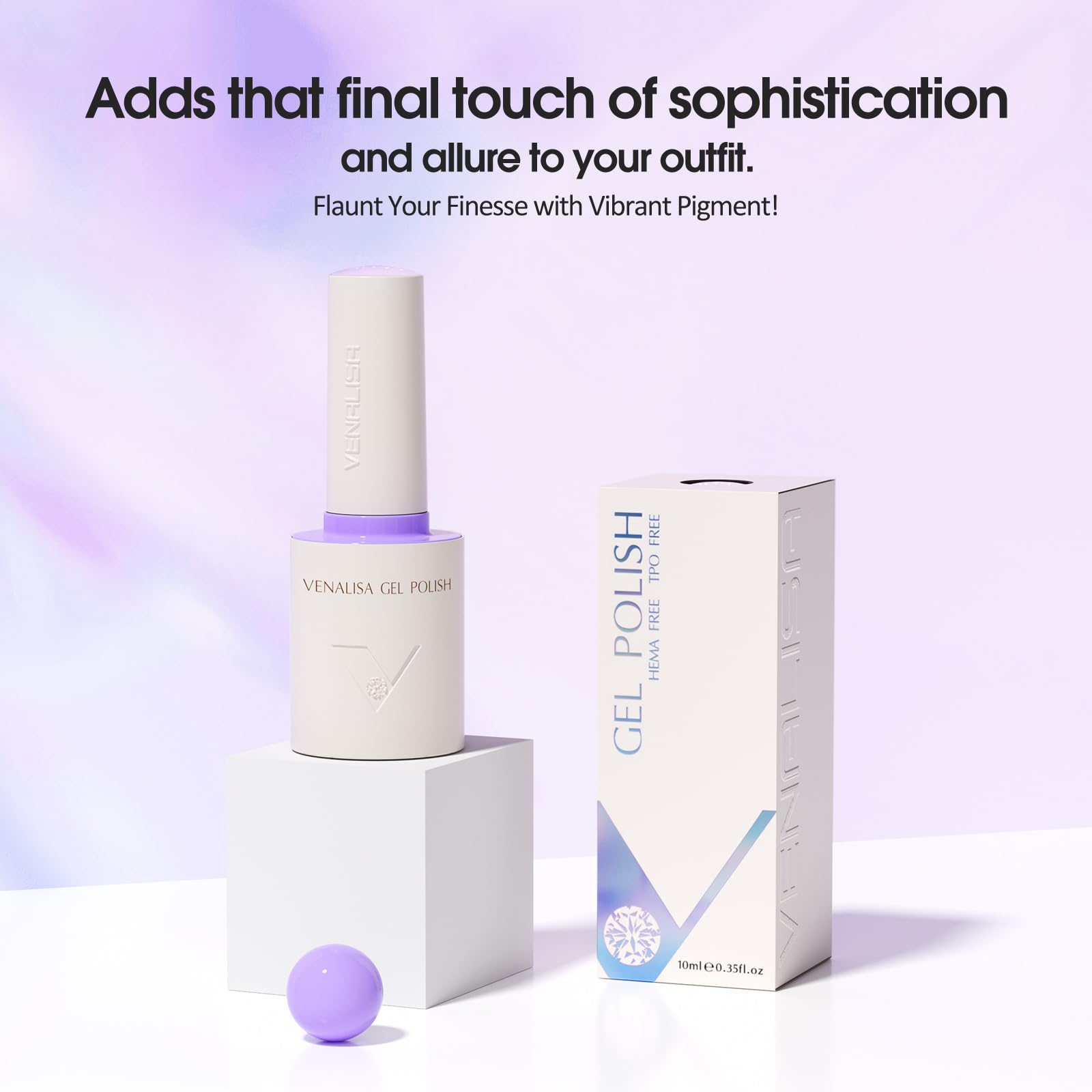 V VENALISA Swatches show high-pigment coverage in lavender shade.