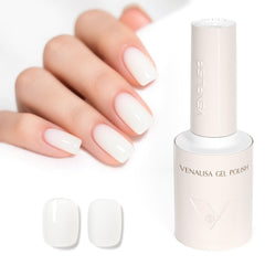 V VENALISA Milky White gel polish 10ml side label aids shade accuracy.