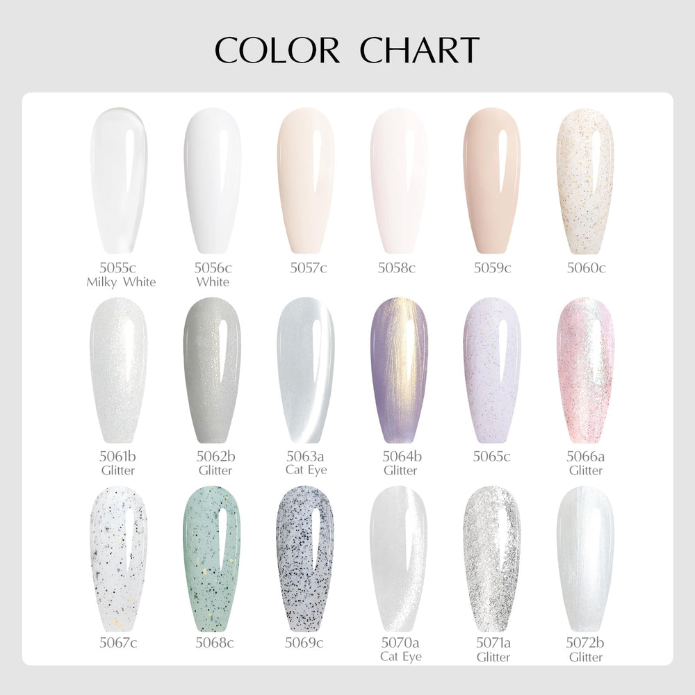 V VENALISA milky white glitter gel polish adds subtle sparkle for everyday wear