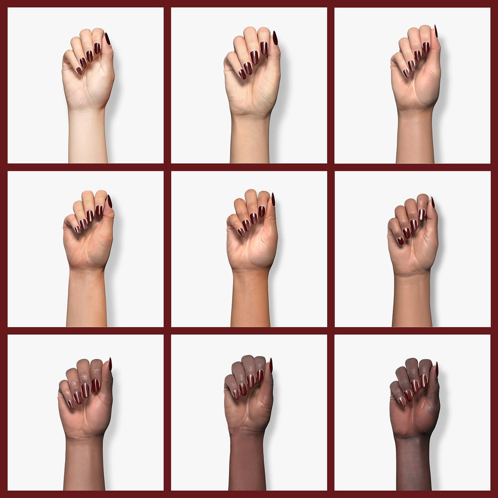 VENALISA glossy burgundy gel polish on sample nail