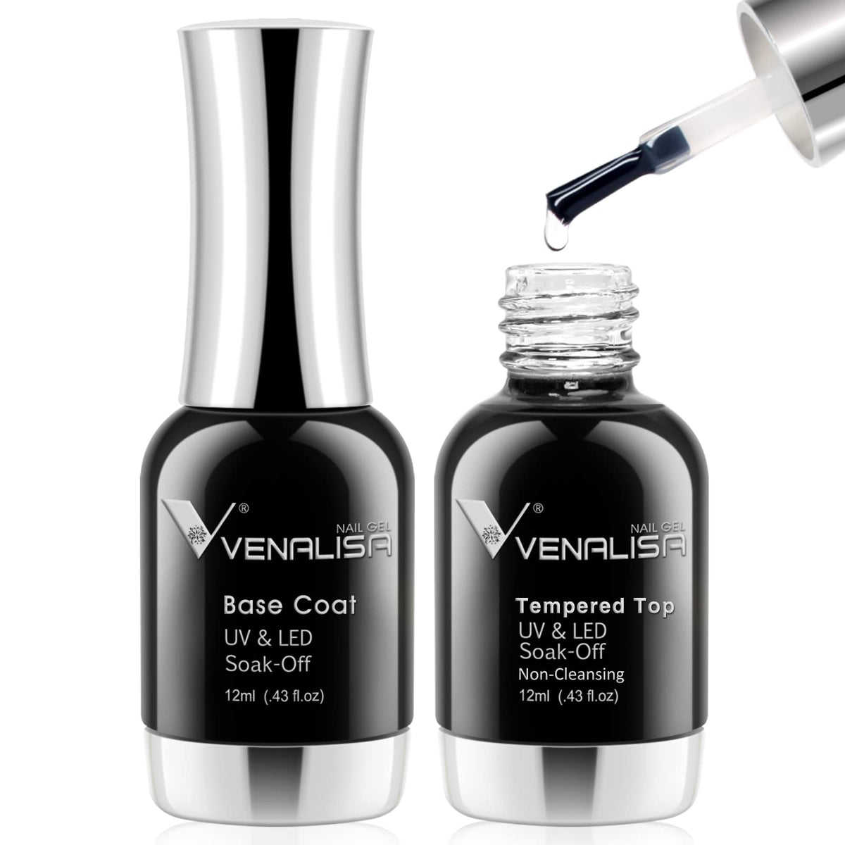 VENALISA no wipe tempered top coat bottle shows glossy long-wear finish