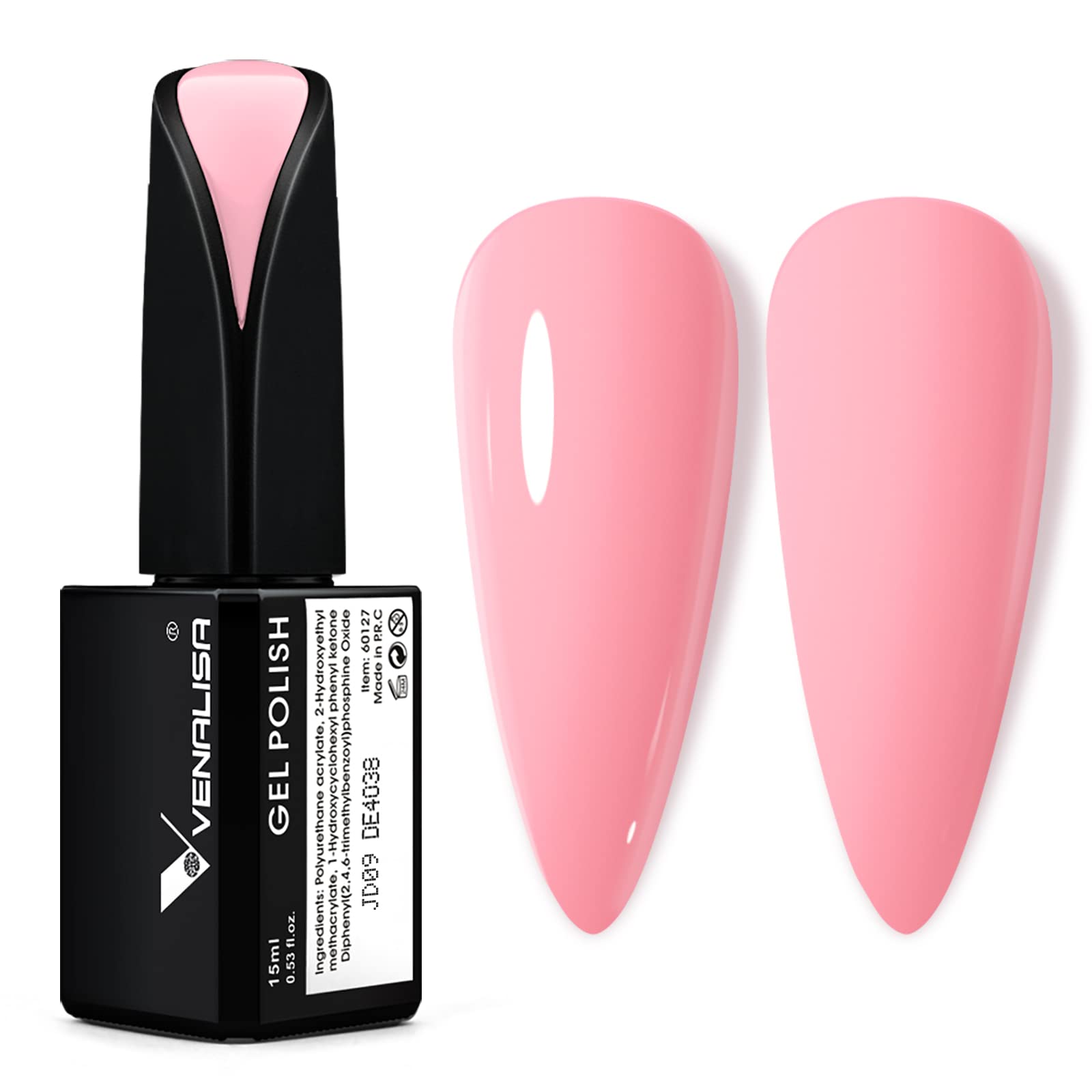 VENALISA pink gel nail polish bottle closeup showing vibrant color for salon-quality nails at home