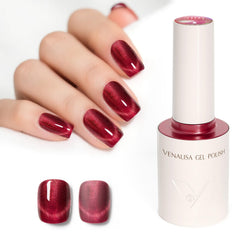 VENALISA red cat eye gel polish bottle shows color shade and glow