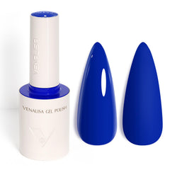 VENALISA Royal Blue gel polish bottle front view for at-home salon vibes.