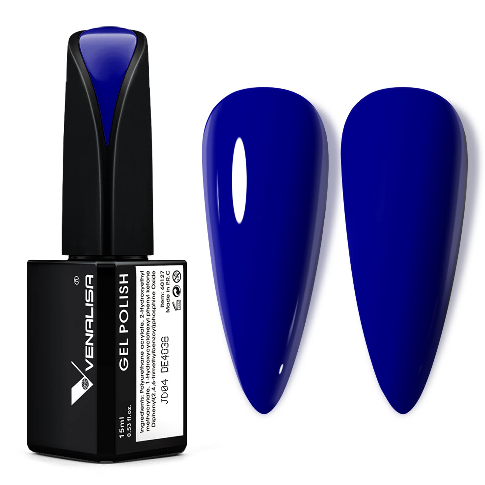 Venalisa royal blue gel polish glossy finish closeup for bold shine