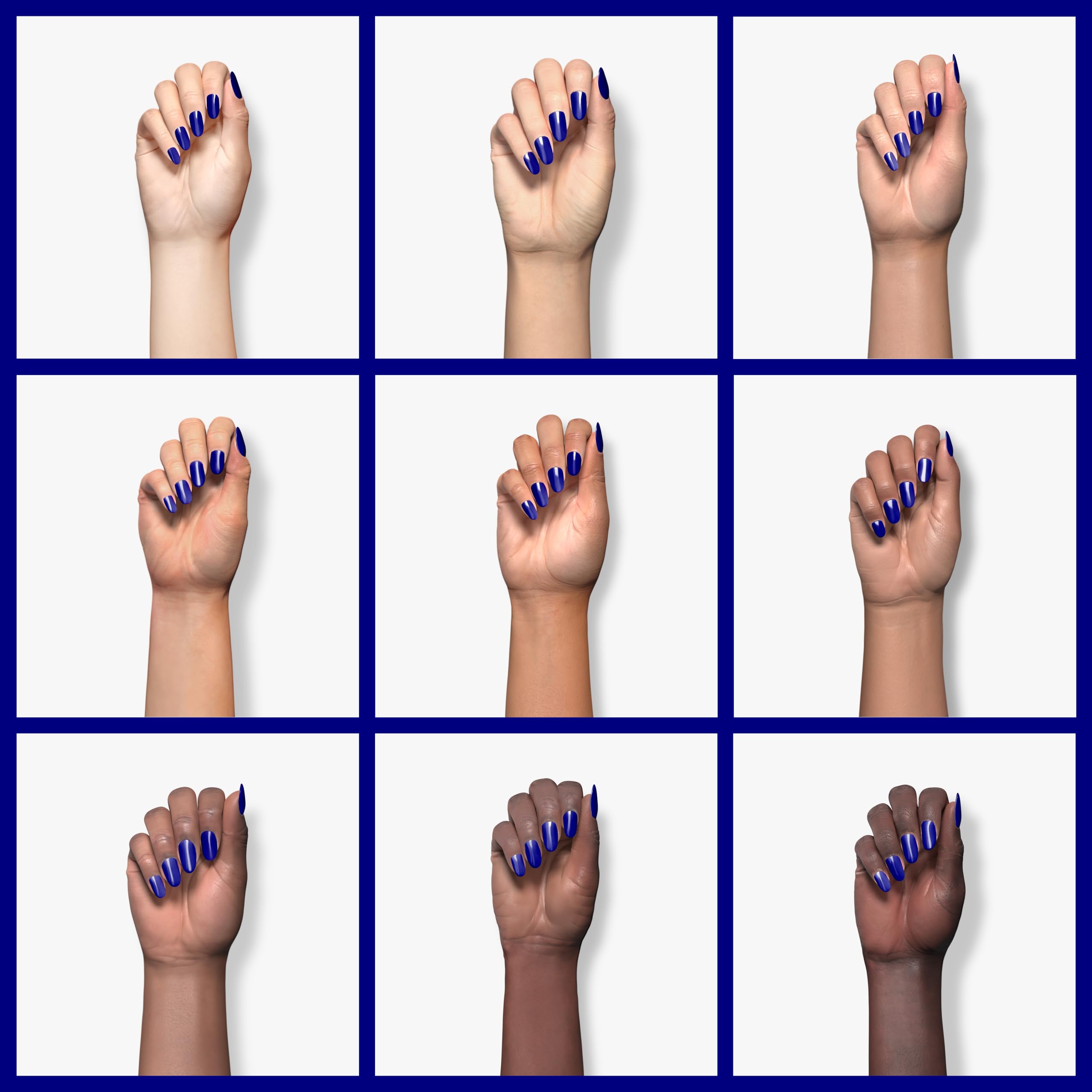 Venalisa royal blue gel polish on nails showing deep cobalt shine