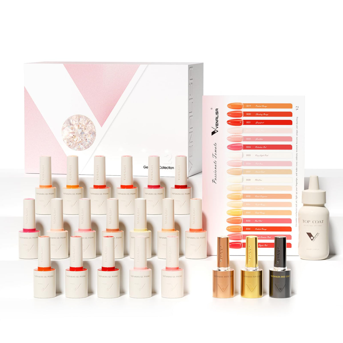 VENALISA V2 22-pcs gel polish set with 18 colors for versatile manicures