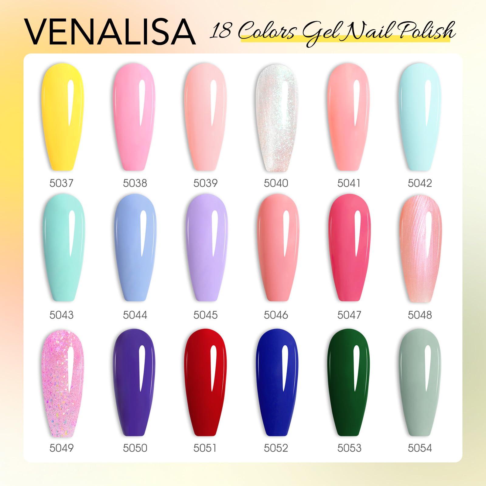 V VENALISA V3 color palette displaying diverse shades for nail art designs.