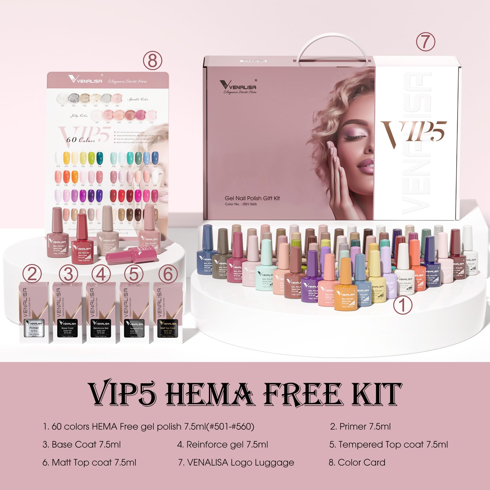 Venalisa VIP5 base coat bottle for smooth foundation on nails.