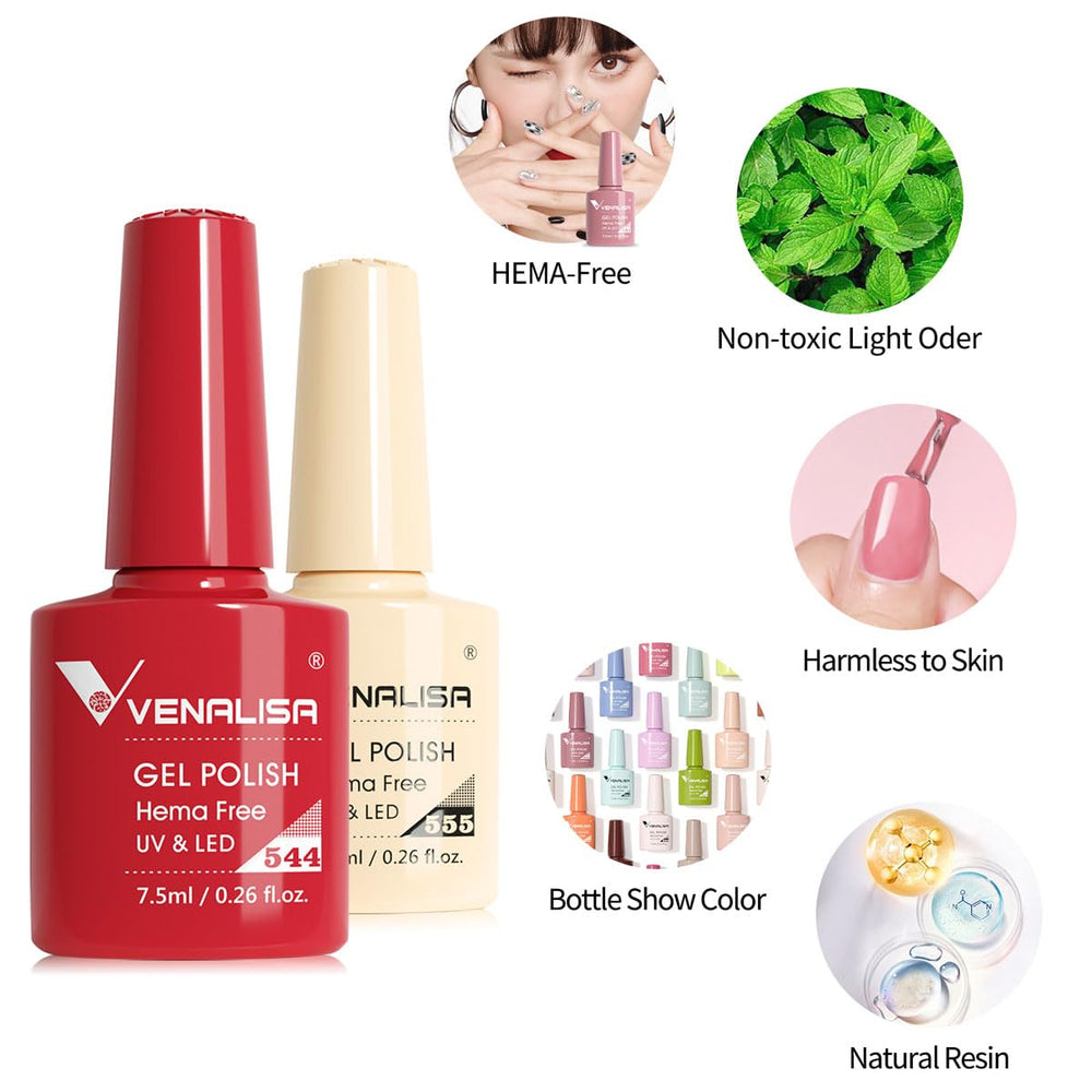 Venalisa VIP5 color swatches with bottles in set for quick selection.