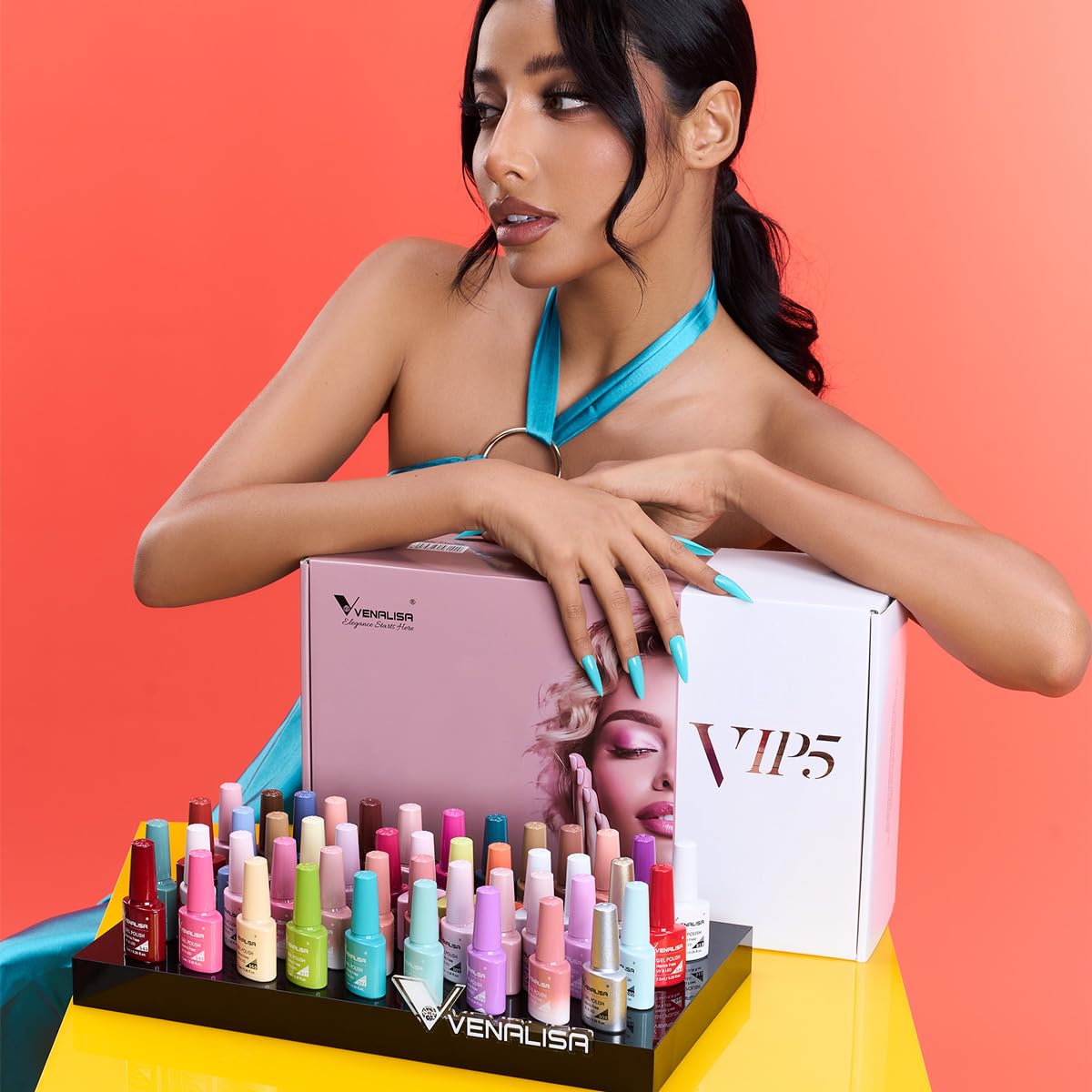 Venalisa VIP5 matte top coat bottle for velvety finish.