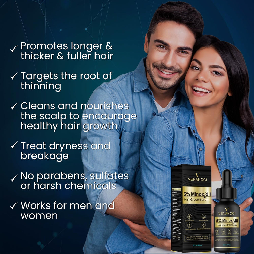 Evenly applying Venanoci serum to scalp as part of daily routine.