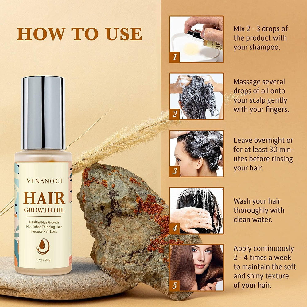 Venanoci castor oil glossy bottle showcasing hydration for dry, damaged hair