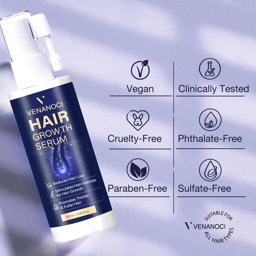 Venanoci castor oil care shot highlights a non-sticky formula for gentle thickening.