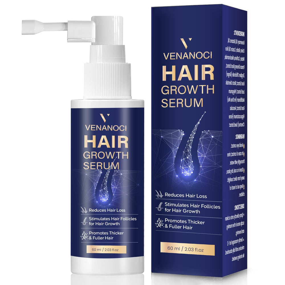 Venanoci Hair Growth Oil Spray bottle showing a lightweight formula for fuller hair.