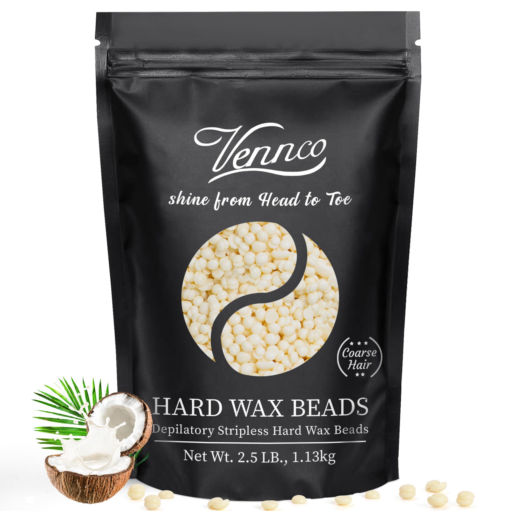 Vennco bulk-pack of coconut-infused hard wax beads for at-home waxing.