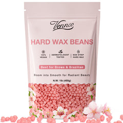 Vennco hard wax beads with cherry blossom extract for sensitive skin, gentle facial waxing at home