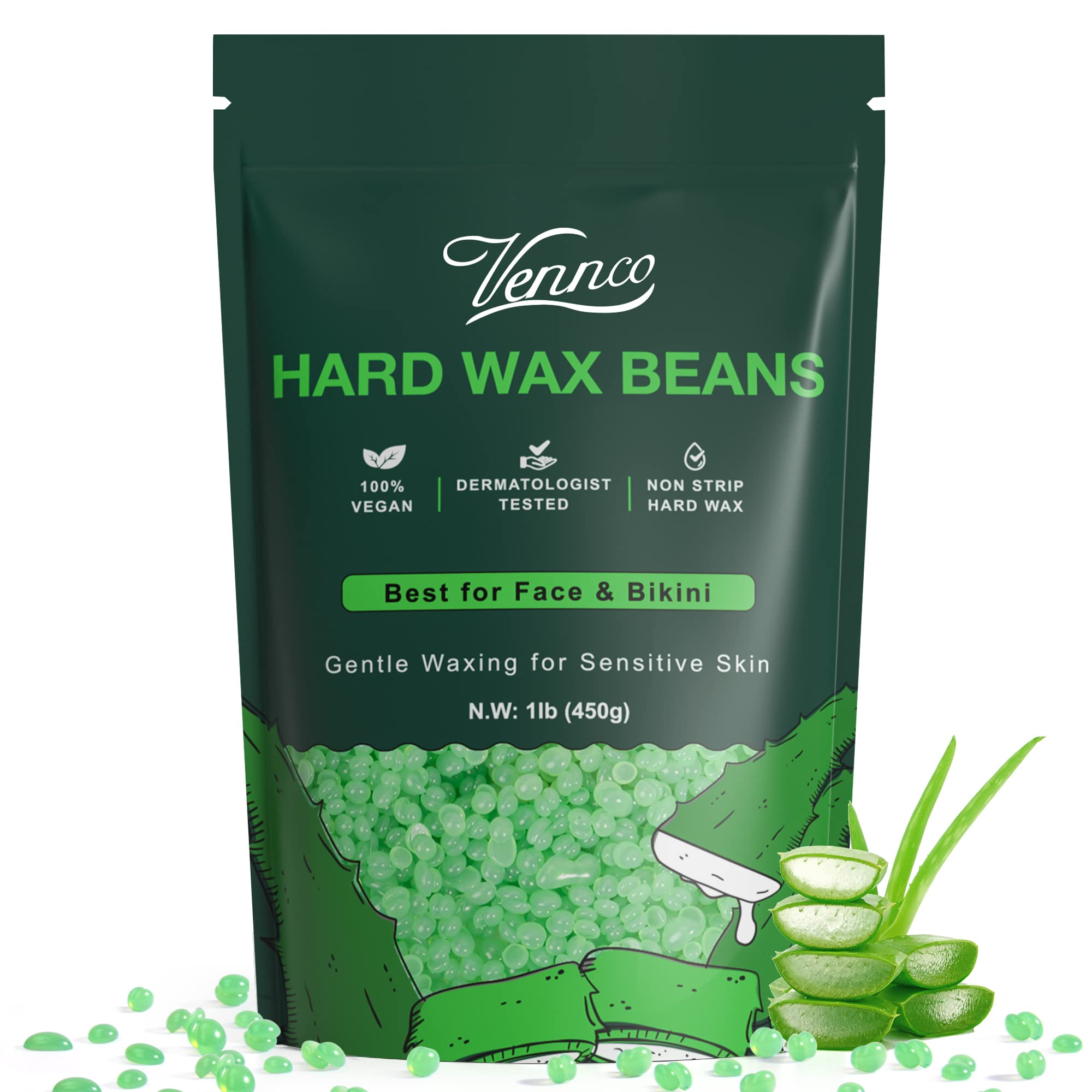 VENNCO face wax beads offer gentle hair removal with aloe for sensitive skin