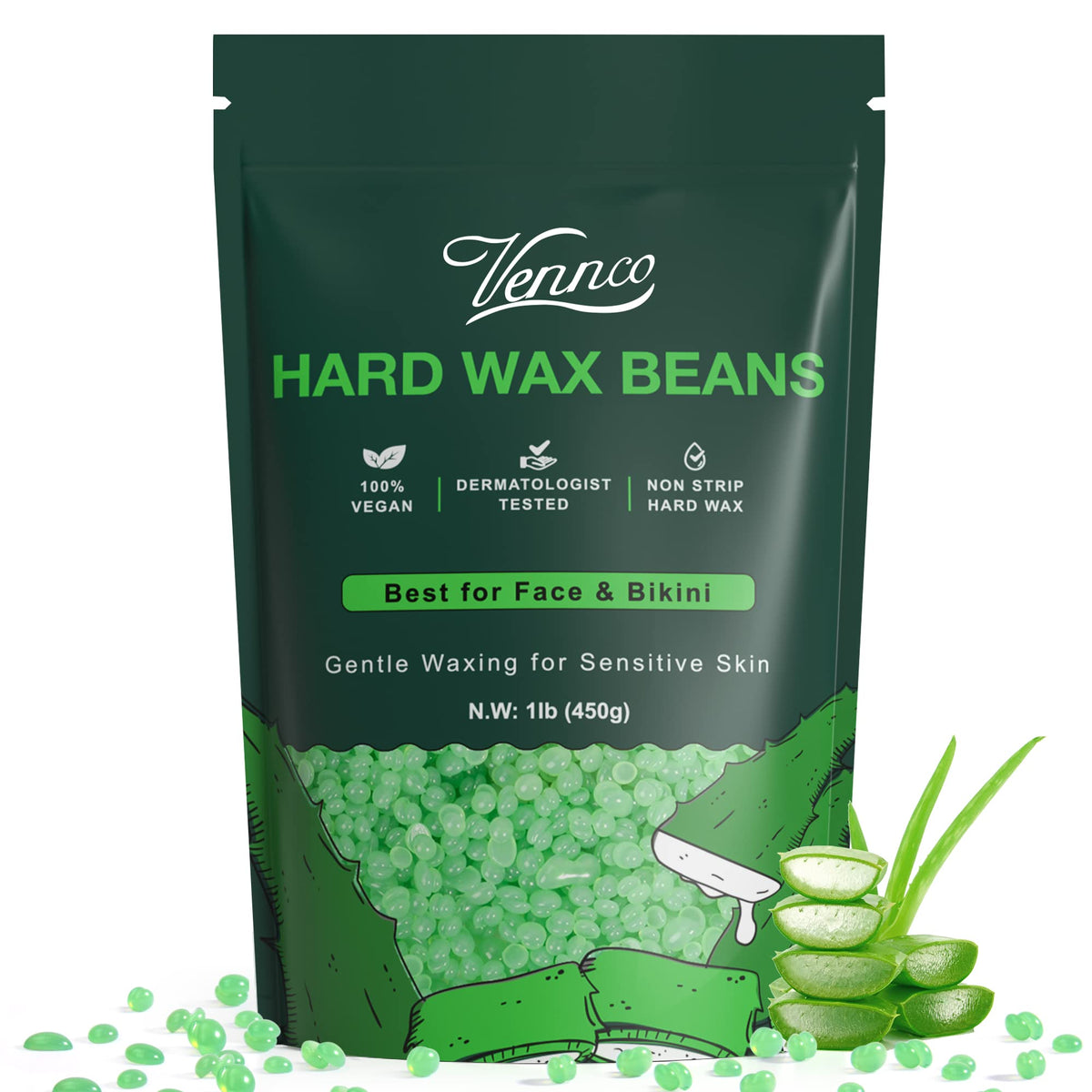 VENNCO face wax beads offer gentle hair removal with aloe for sensitive skin