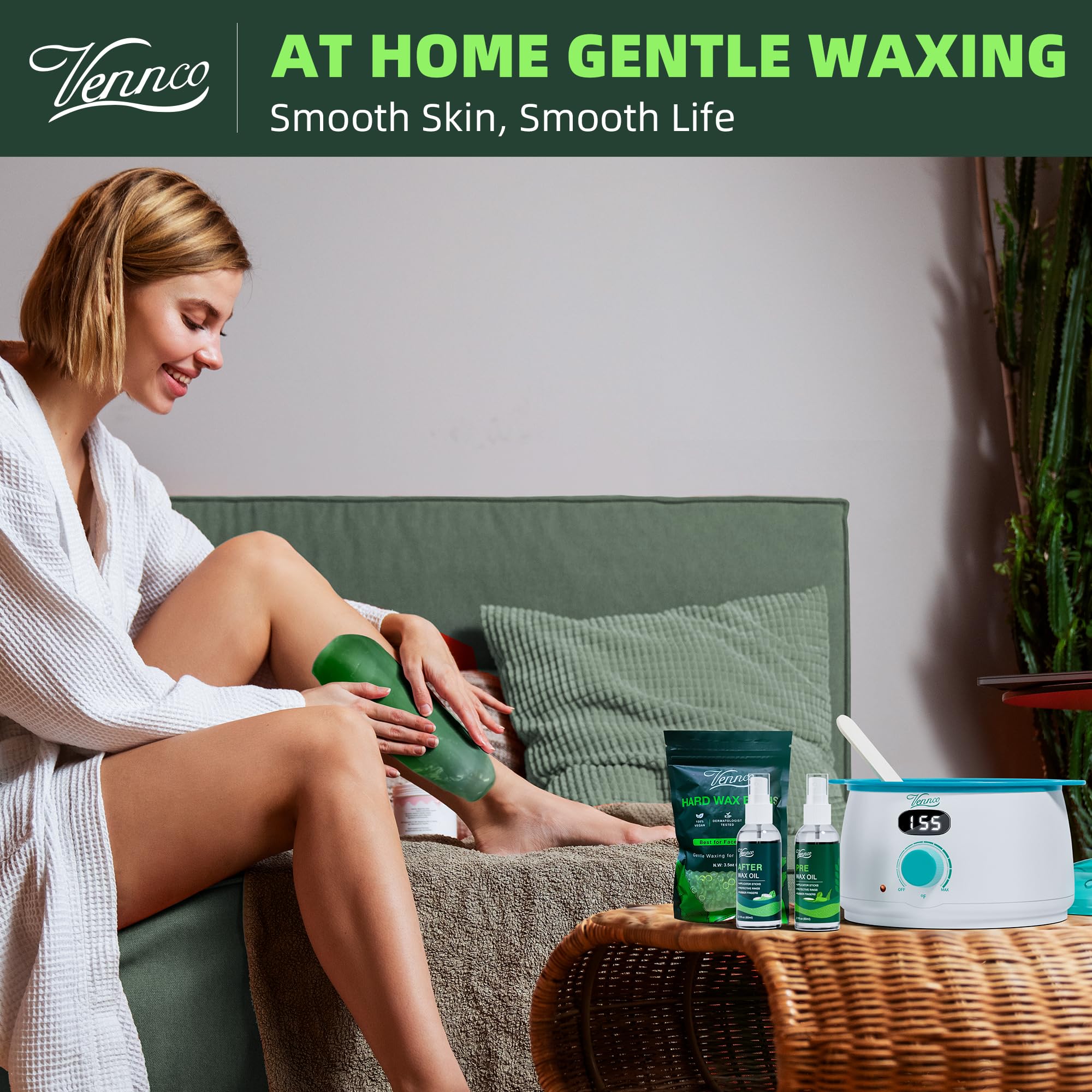 VENNCO sensitive-skin wax beads aloe-infused formula minimizes irritation