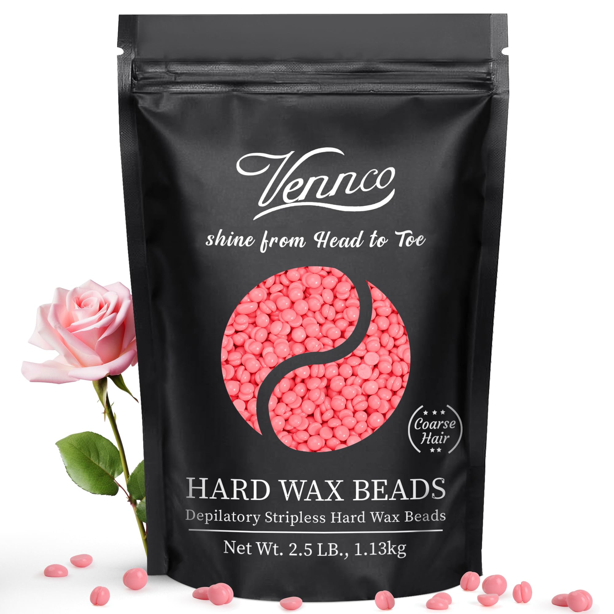Vennco Pink Rose hard wax beads pack for luxurious at-home waxing.