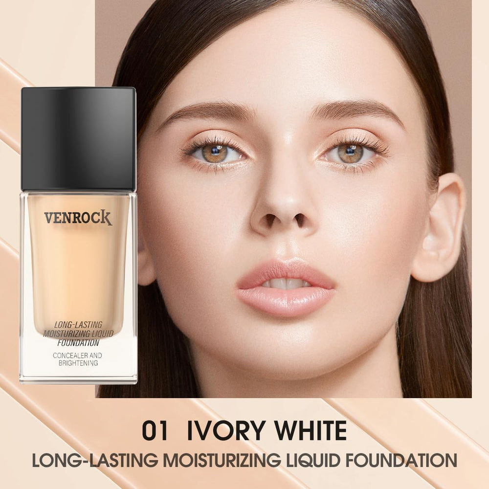 Venrock liquid foundation Ivory White pump highlights easy, precise application.