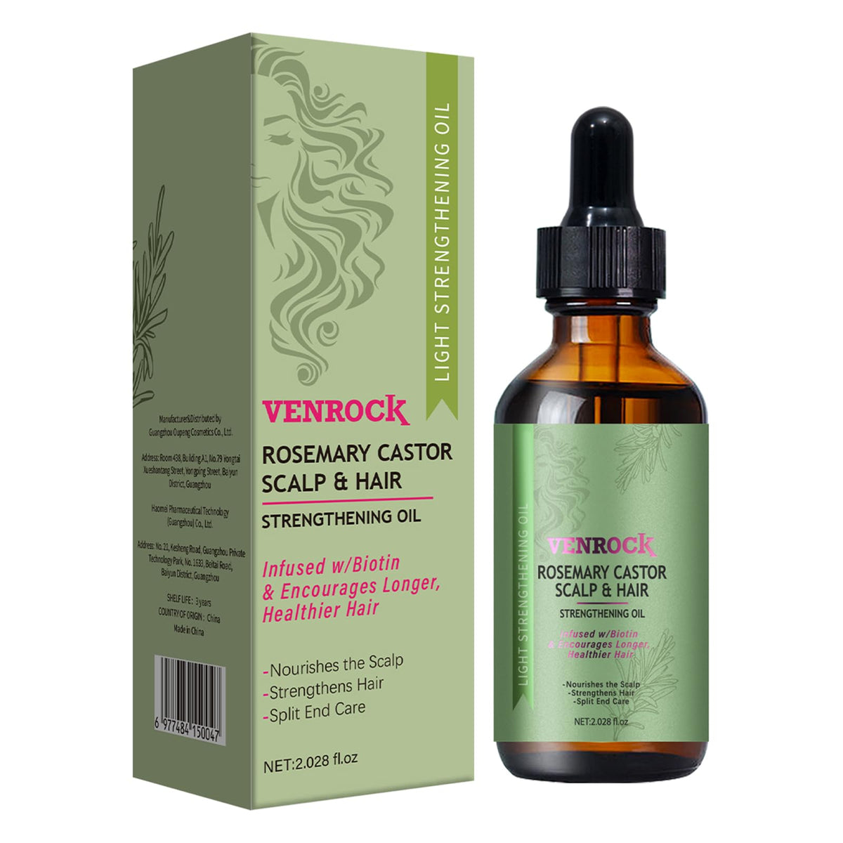 Venrock Rosemary Castor Oil bottle, showcasing daily scalp nourishment.