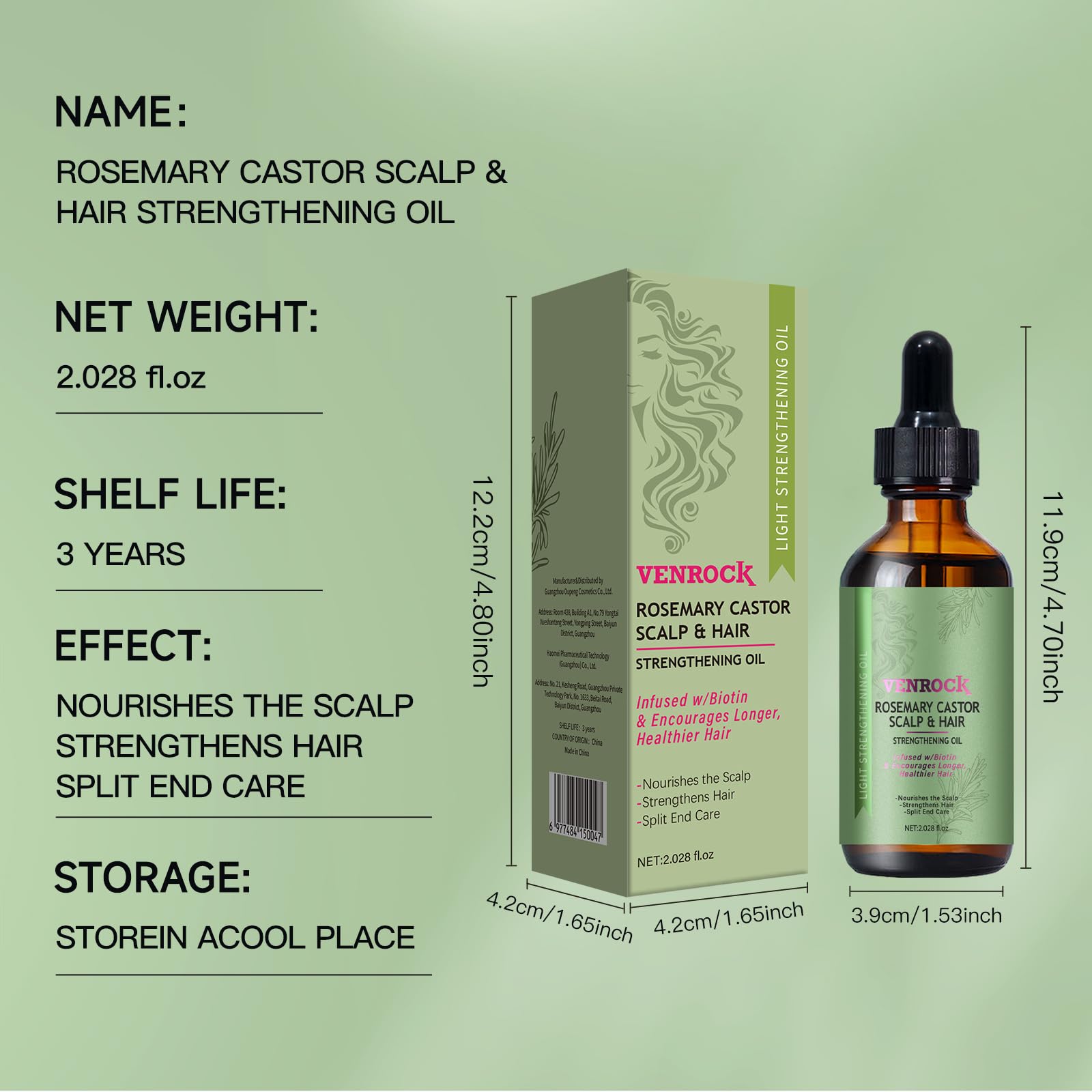 Venrock Rosemary Castor Oil label design signaling premium daily care.