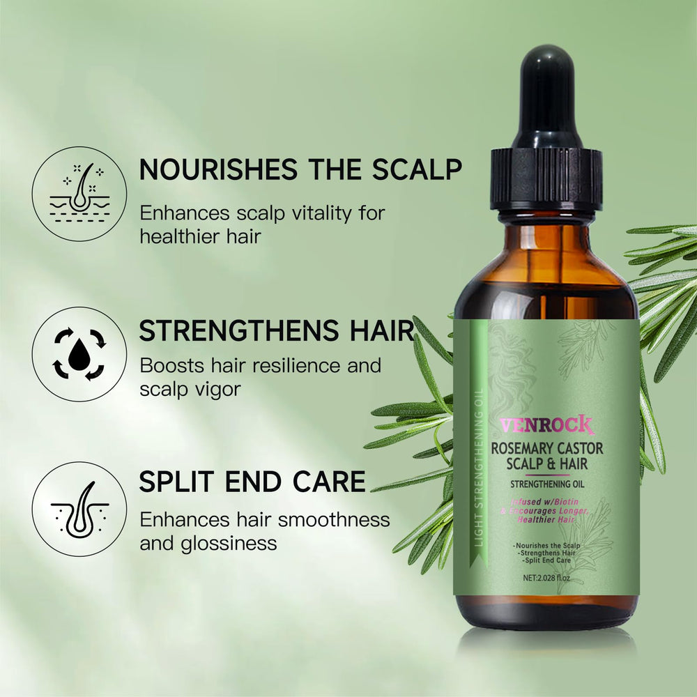 Venrock Rosemary Castor Oil with biotin ingredient for healthier growth potential.
