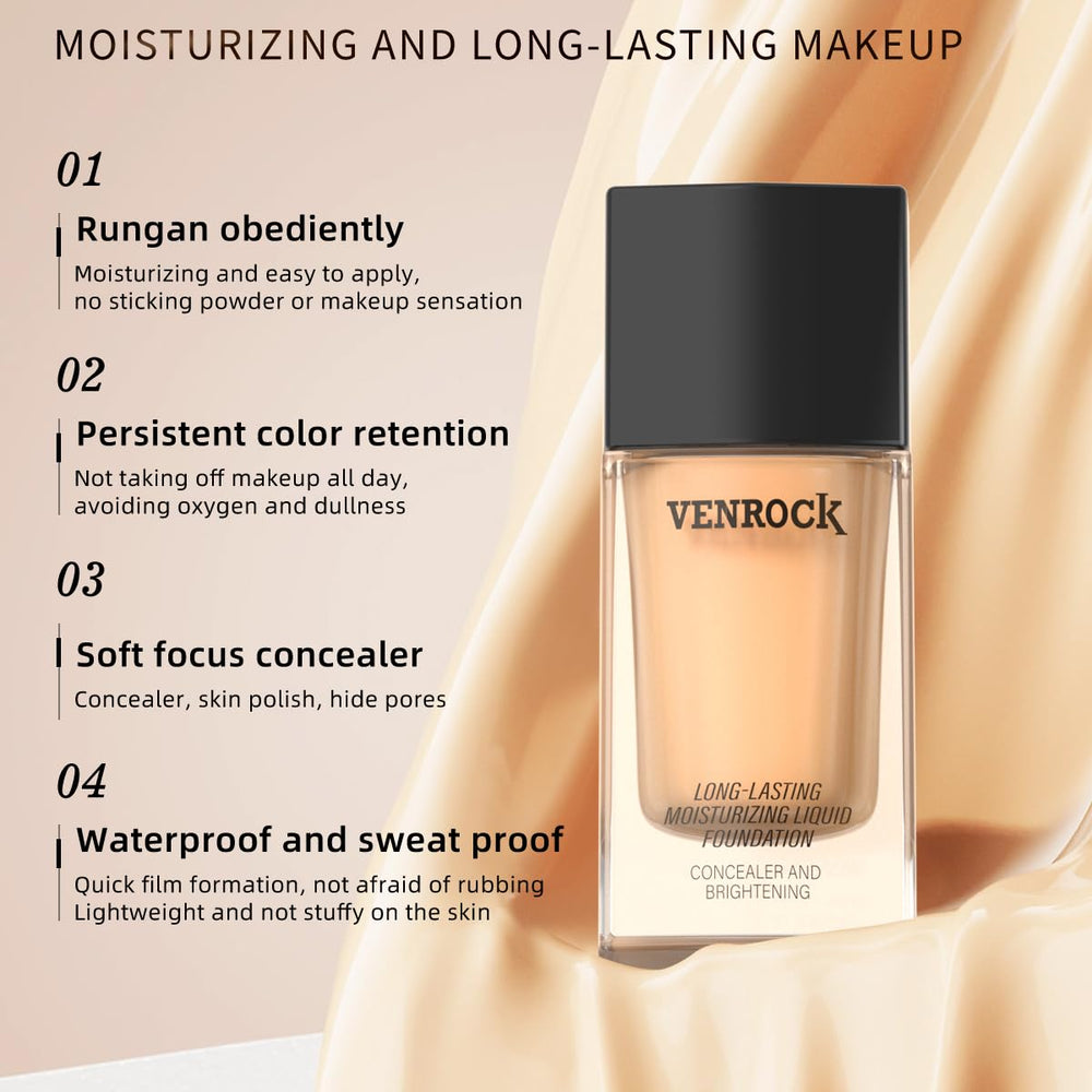 Venrock waterproof foundation application swirl captures sweat-resistant, durable finish.