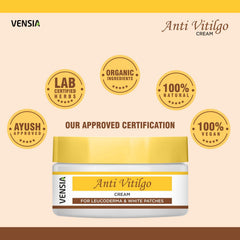 Arm swatch of VENSIA cream illustrating patch coverage