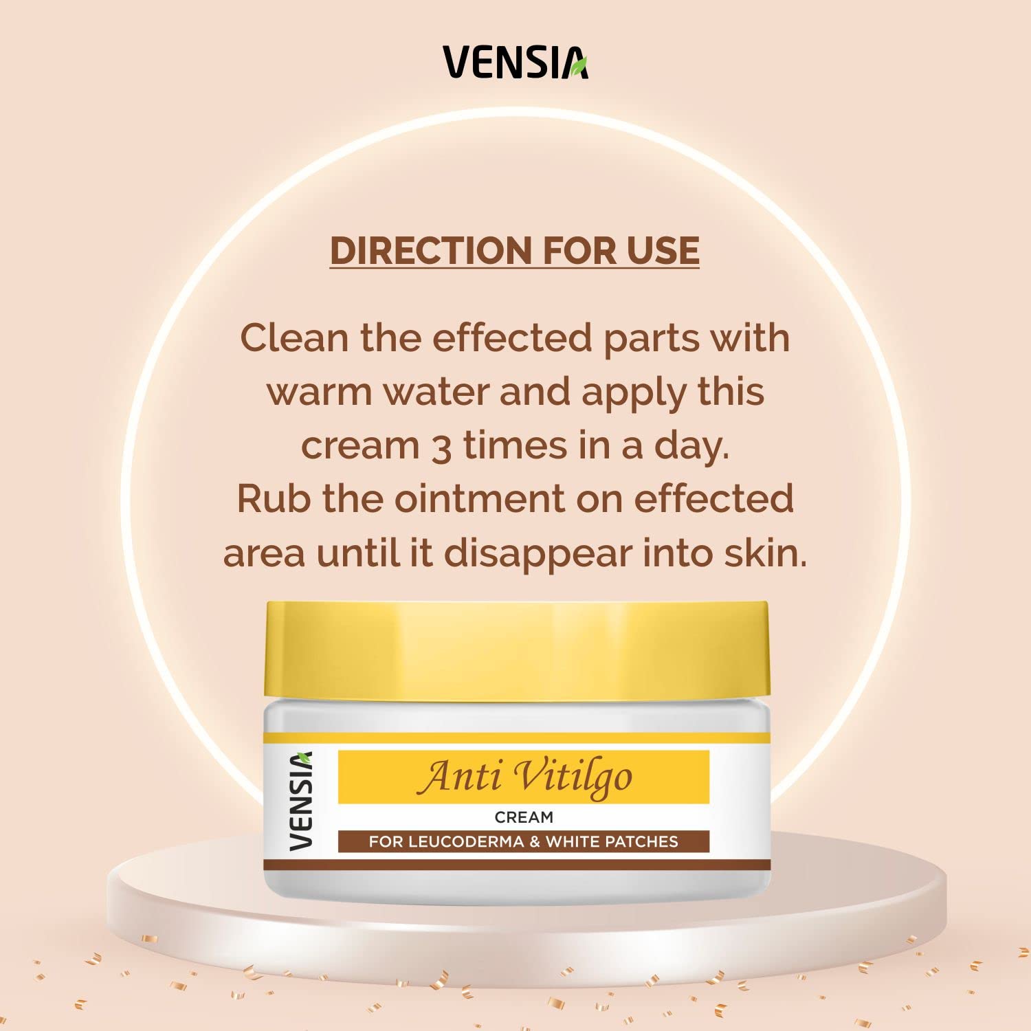 VENSIA cream label notes natural ingredients for gentle daily use