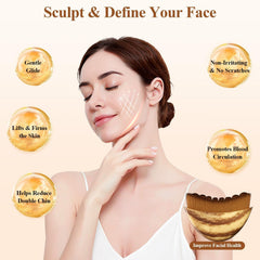 Vepxzory brush in use on chin and neck promoting smoother contour