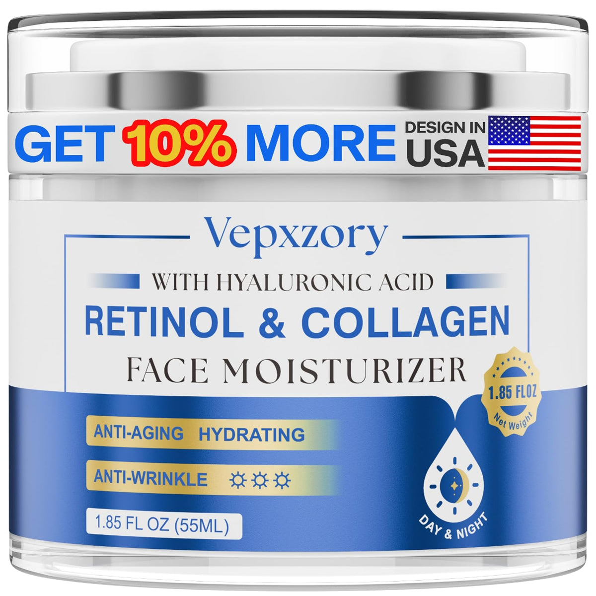 Vepxzory KT8 face moisturizer bottle with pump for daily hydration.