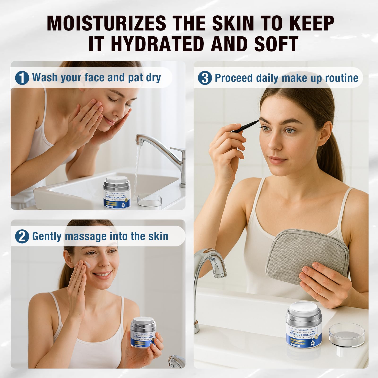Vepxzory KT8 hyaluronic acid focus for deep hydration.