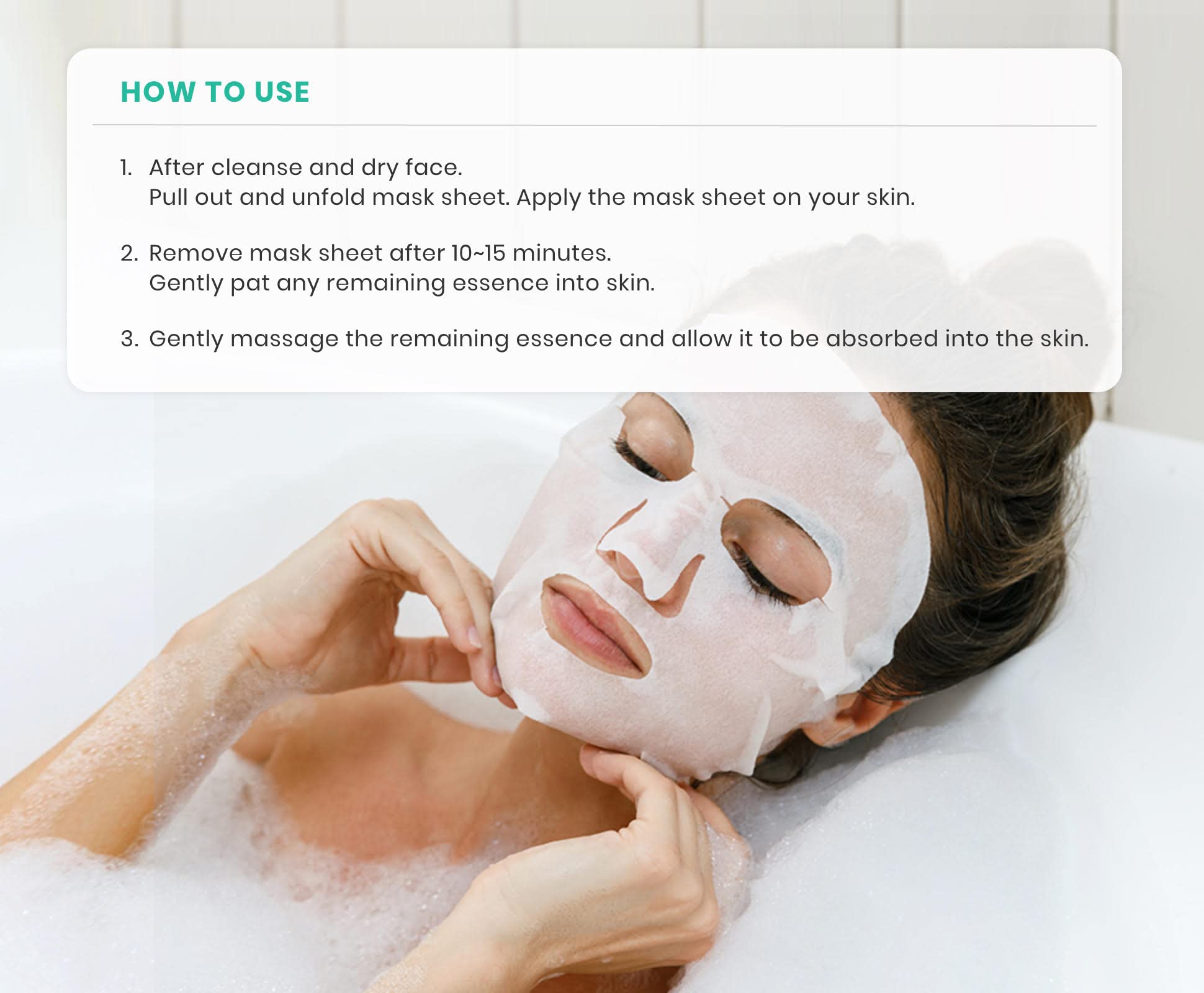 Veraclara hydrating mask sheet close-up, provides refreshing moisture for dull skin.