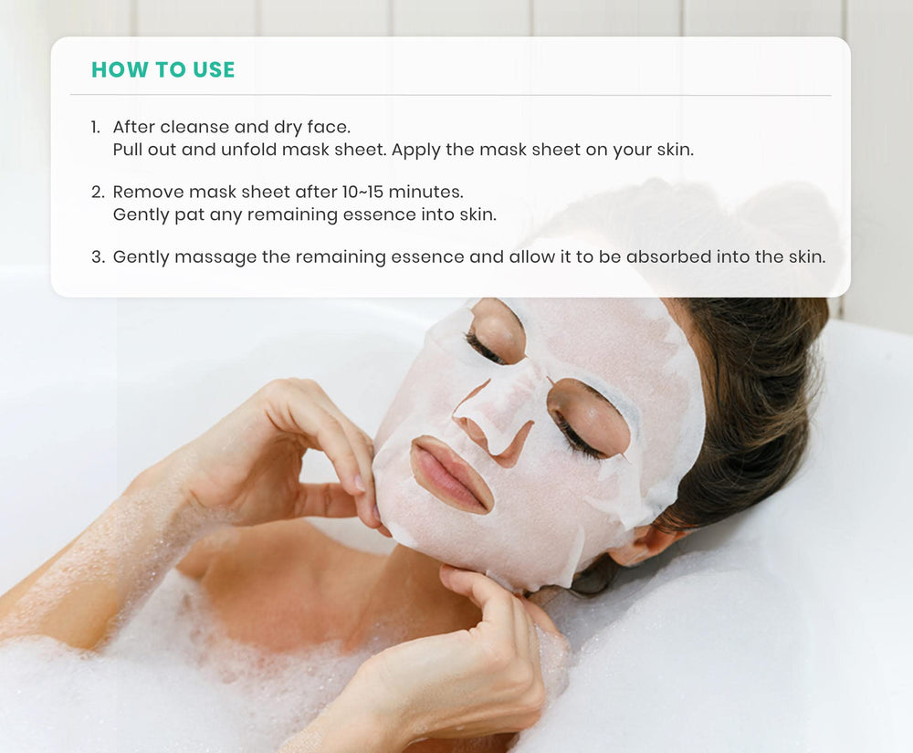 Veraclara hydrating mask sheet close-up, provides refreshing moisture for dull skin.